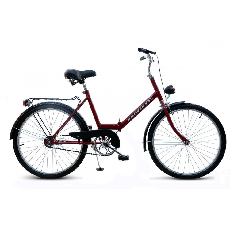 Retro skladací bicykel Fuzlu 24'' Universal / Universe 1 prevodový 15" bordová